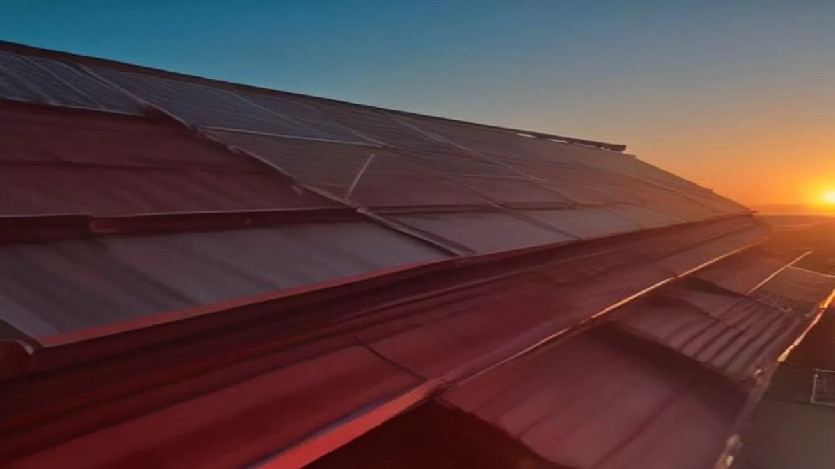 rooftop solar array with clipped DC cable runs at golden hour